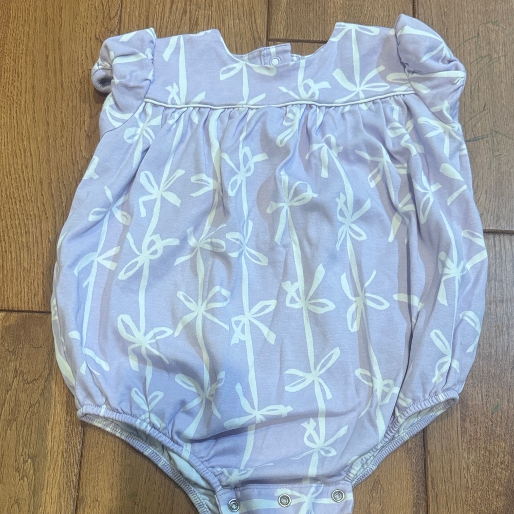 The Beaufort Bonnet Company Purple and White Baby Romper